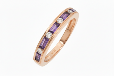 18K White Gold 0.53ct Amethyst and Diamond Ring