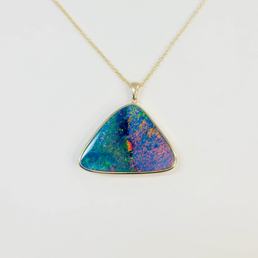 9K Yellow Gold Opal Pendant -20634674