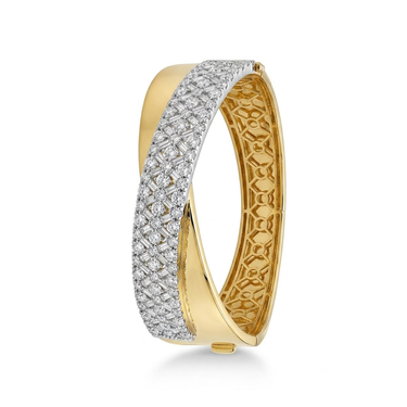 18K Two Tone Natural Diamond Bangle