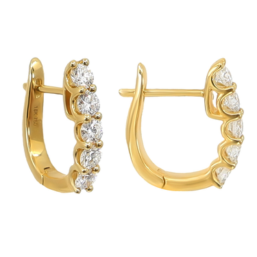 18K Yellow Gold Tdw. 0.85ct Diamond Hoop Earrings - 20718329