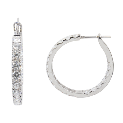 18K White Gold Tdw. 2.85ct Diamond Earrings | Hoop Diamond Earrings Melbourne | Hoop Diamond Earrings Australia | H&H Jewellery 