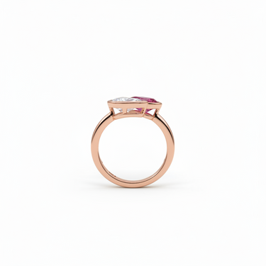 9KYG 1 Lab Grown Ruby 1.31CT 1 Lab Grown Diamond 1.07CT EF/VS Engagement Ring