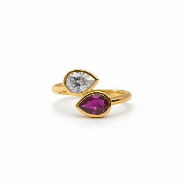 9KYG 1 Lab Grown Ruby 1.31CT 1 Lab Grown Diamond 1.07CT EF/VS Engagement Ring