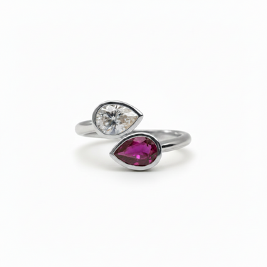 9KYG 1 Lab Grown Ruby 1.31CT 1 Lab Grown Diamond 1.07CT EF/VS Engagement Ring
