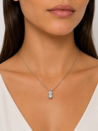9K White Gold 1.00CT Marquise Lab Grown Diamond Necklace