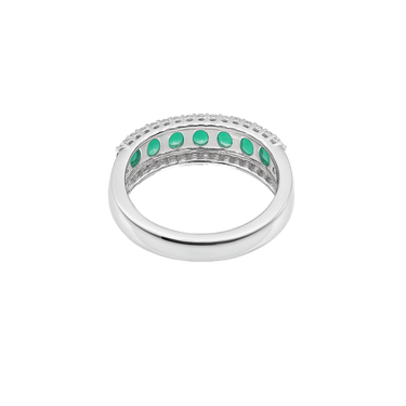 10K Gold Lab Grown Emerald and Lab Grown Diamond Ring