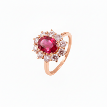 10K Gold Lab Grown Ruby and Lab Grown Diamond Ring