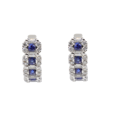 18K White Gold Sapphire and Diamond Earring | Sapphire & Diamond Earrings Australia | Sapphire Earrings Melbourne | H&H Jewellery 