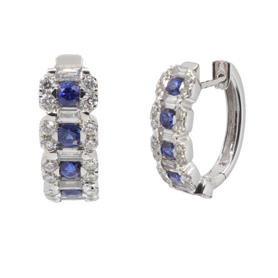 18K White Gold Sapphire and Diamond Earring | Sapphire & Diamond Earrings Australia | Sapphire Earrings Melbourne | H&H Jewellery 