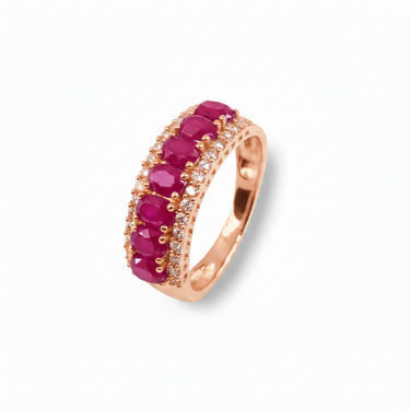 10K Gold Lab Grown Ruby and Lab Grown Diamond Ring