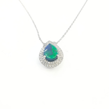 18K White Gold Opal Pendant - 20740450