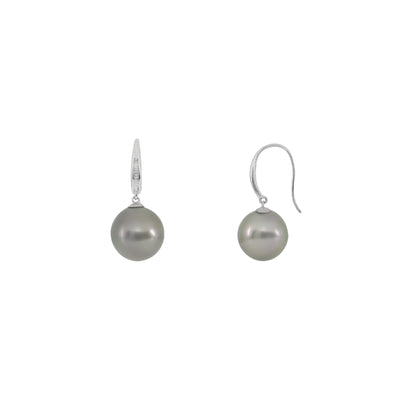 18K White Gold Tahitian Pearl and Diamond Drop Earring | Pearl Jewellery Australia | Pearl Jewellery Melbourne | Pearl Stud Earrings Australia | H&H Jewellery