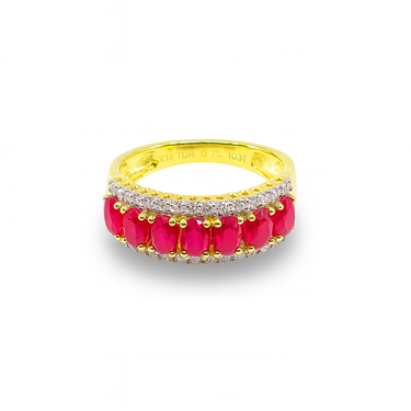 10K Gold Lab Grown Ruby and Lab Grown Diamond Ring