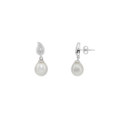 9K White Gold Freshwater Pearl and Diamond Stud Earring | Pearl Jewellery Australia | Pearl Jewellery Melbourne | Pearl Stud Earrings Australia | H&H Jewellery