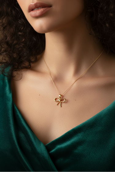 9K Yellow Gold Bow Necklace