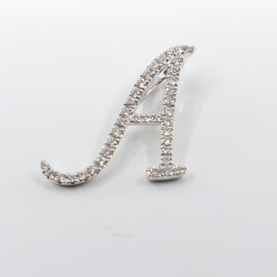 18K White Gold Diamond 'A' Initial Pendant | Gold & Diamond Initial Pendant Melbourne | H&H Jewellery 