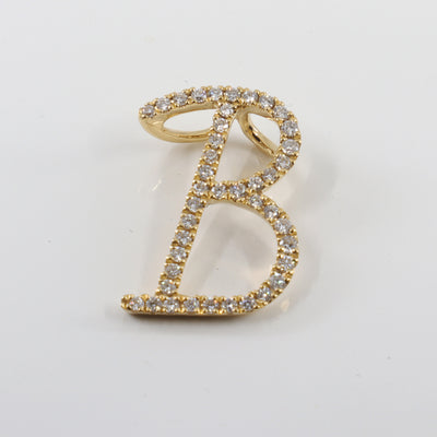 18K Yellow Gold Diamond 'B' Initial Pendant | Gold & Diamond Initial Pendant Melbourne | H&H Jewellery 