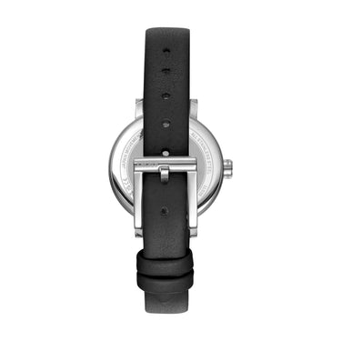 Soho Glitz Silver Dial Black Leather Strap Watch DK1L038L0015