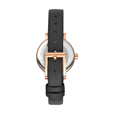 DKNY Soho Glitz Silver Dial Black Leather Strap Watch DK1L038L0035