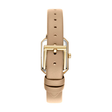 Uptown Midi Silver Dial Beige Leather Strap Watch DK1L076L0025