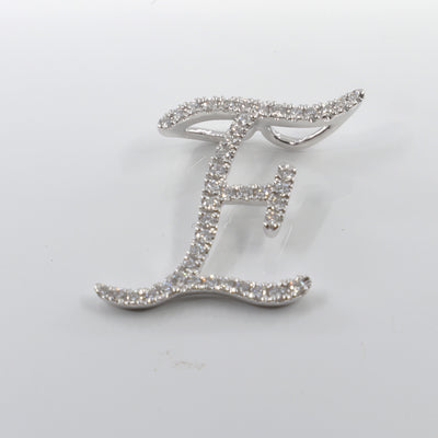 18K White Gold Diamond 'E' Initial Pendant