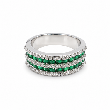 18K White Gold 1.20ct Emerald and Diamond Ring - 20756901