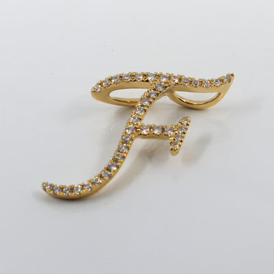 18K Yellow Gold Diamond 'F' Initial Pendant | Gold & Diamond Initial Pendant Melbourne | H&H Jewellery 