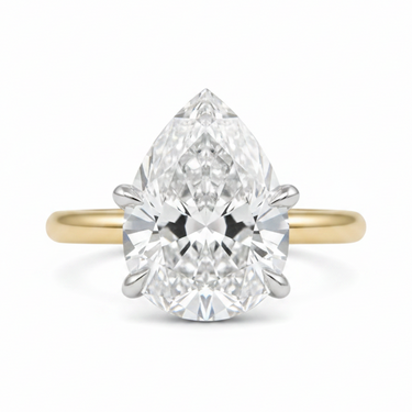 18K Gold 3.02CT E/VVS2 Pear Shape Solitaire Lab Grown Diamond Engagement Ring