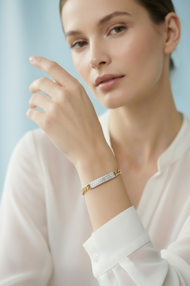 18K Yellow Gold Tdw 0.78ct Natural Diamond Bracelet