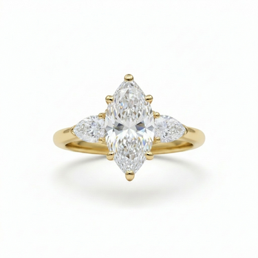 9K Gold Lab Grown Diamond Marquise-Pear Engagement Ring