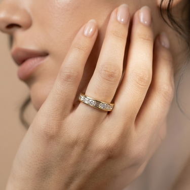 9KYG 9LGD 1.10CT VSEF Lab Grown Diamond Wedding Band Ring