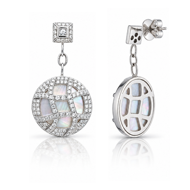 18K White Gold Mother of Pearl Drop Earring - 20342111