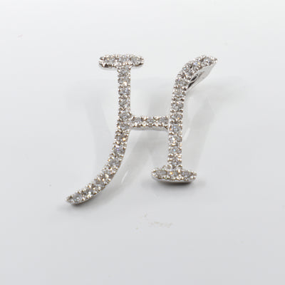 18K White Gold Diamond 'H' Initial Pendant | Gold & Diamond Initial Necklaces Melbourne | H&H Jewellery 