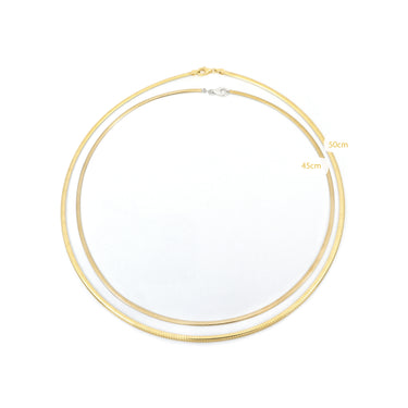 Yellow and White Gold  Solid Omega Chain Necklace - 20724306