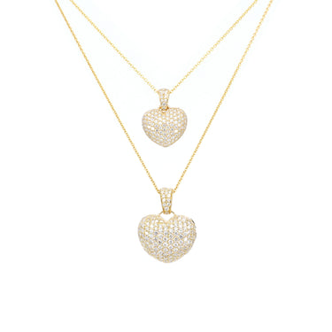 18k Yellow Gold Tdw. 1.00CT Pave Diamond Heart Pendant - 20752170