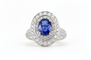18K White Gold 1.20ct Sapphire and Diamond Ring | Sapphire Engagement Rings | Sapphire Jewellery Melbourne | Sapphire Jewellery Australia | Sapphire Wedding Rings | H&H Jewellery 