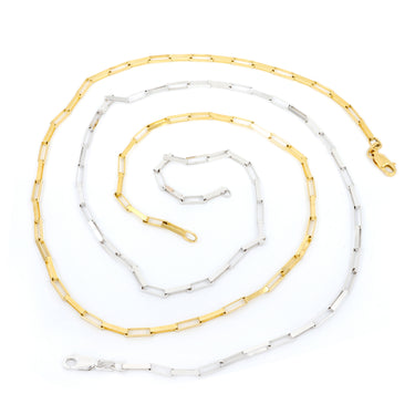 9K Yellow Gold  Long Box Paper Clip Necklace - 20728328