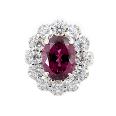 18K White Gold 3.70ct Pink Tourmaline and Diamond Ring - 20737368