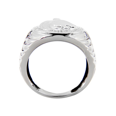 10K White Gold Tdw. 0.15ct Panther Head Signet Ring - 20704506