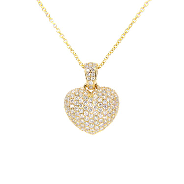 18k Yellow Gold Tdw. 1.00CT Pave Diamond Heart Pendant - 20752170