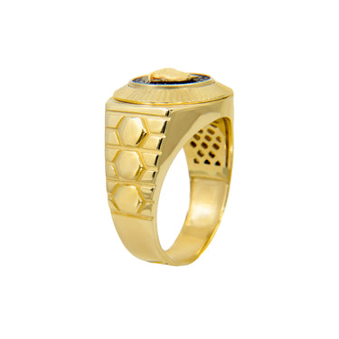 9K Yellow Gold Medusa Black Cubic Zirconia Ring - 20748401