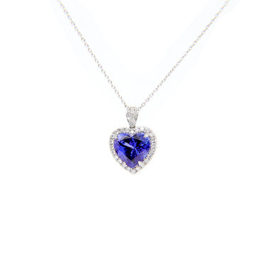 18K White Gold 5.85ct Tanzanite And Diamond Pendant - 20752156