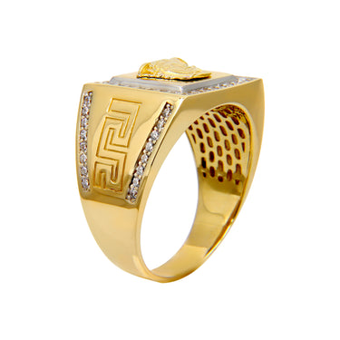 9K Yellow Gold Medusa Cubic Zirconia Ring - 20748418