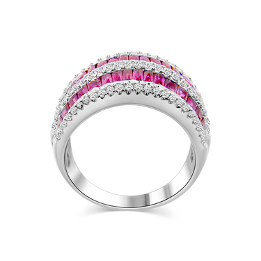 18K White Gold 3.11ct Ruby and Diamond Band Ring - 20633349