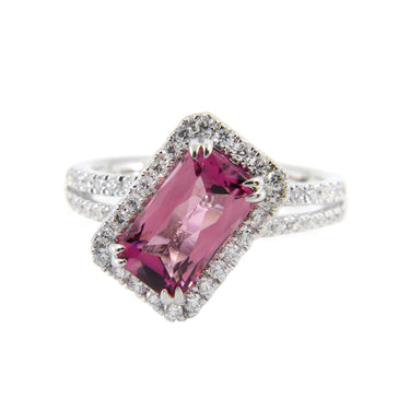 18K White Gold 1.60ct Pink Tourmaline and Diamond Ring - 20752323
