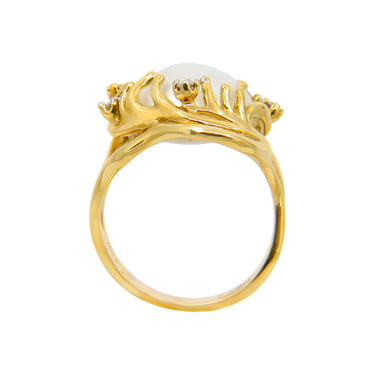 18K Yellow Gold White Mabe Pearl and Diamond Ring | Pearl Jewellery Australia | Pearl Jewellery Melbourne | Pearl Rings Australia | H&H Jewellery