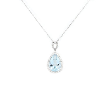 18K White Gold 5.08ct Aquamarine And Diamond Pendant - 20752149