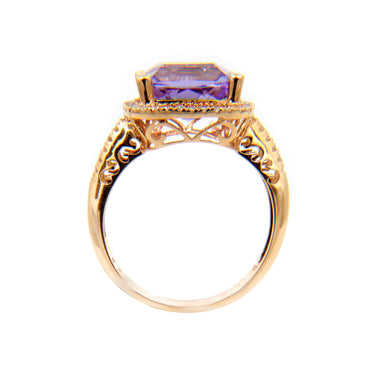 18K Rose Gold 3.63ct Amethyst and Diamond Ring | Amethyst and Diamond Rings Melbourne | Amethyst Engagement Rings Melbourne | Amethyst Wedding Rings Melbourne | H&H Jewellery