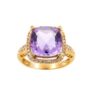 18K Rose Gold 3.63ct Amethyst and Diamond Ring | Amethyst and Diamond Rings Melbourne | Amethyst Engagement Rings Melbourne | Amethyst Wedding Rings Melbourne | H&H Jewellery