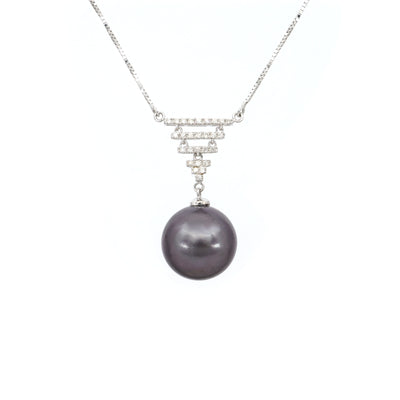  18K White Gold Tahitian Pearl and Diamond Pendant | Gold Diamond Necklace | Gold Cross Necklace Australia | Rose Gold Necklace | Gold Cross Necklace Melbourne | Gold Diamond Pendant Necklace | Gold Necklace For Women | H&H Jewellery 
